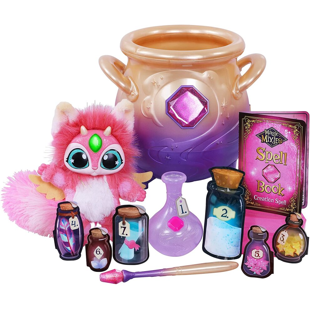 Magic mixies magical misting cauldron with interactive inch bulepink plush toy on