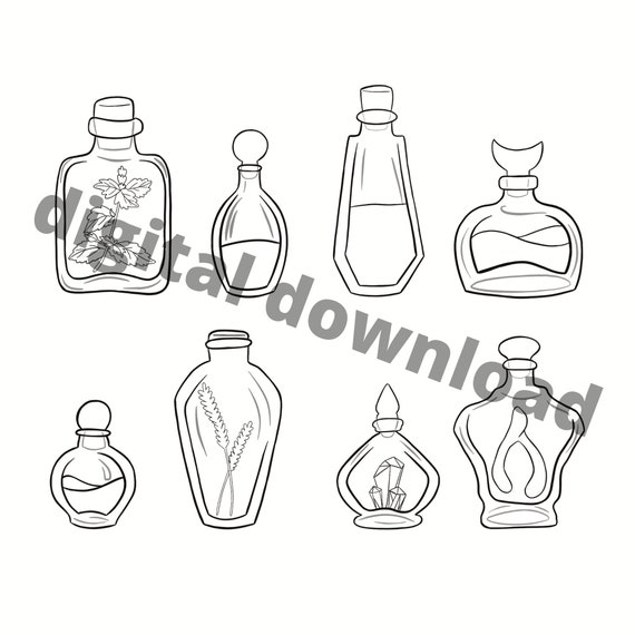 Magic ingredients coloring page book coloring page printable coloring activity for adults ingredients coloring sheet