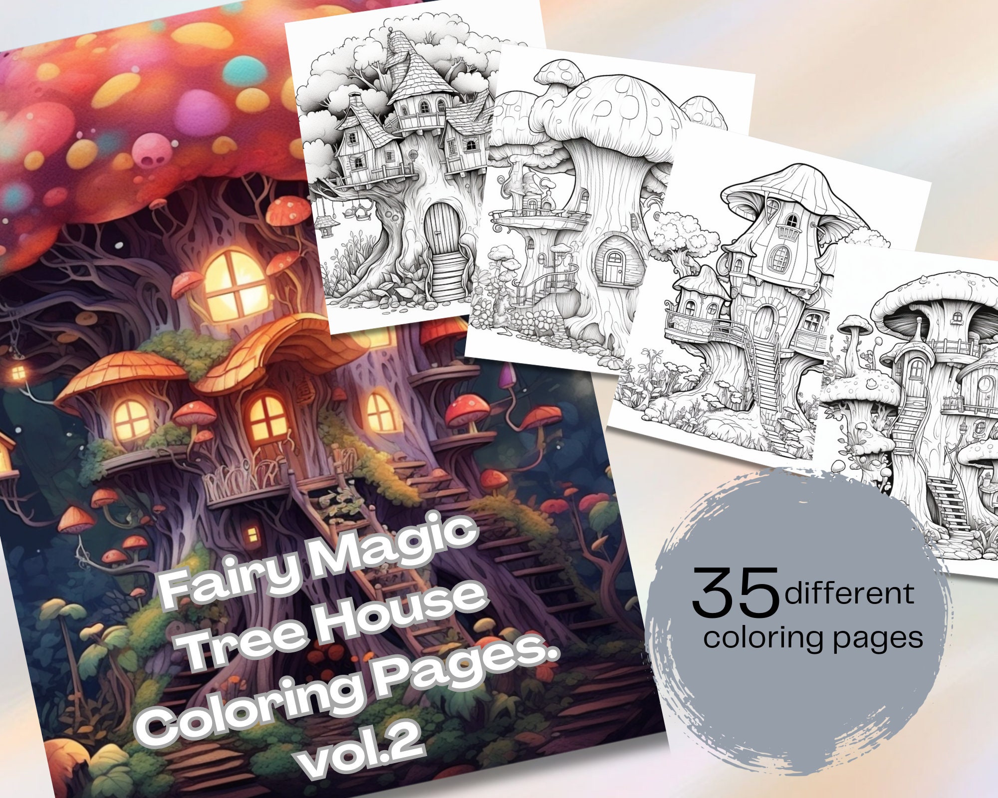 Mercial licensing available enchanted fantasy tree house coloring pages different unique coloring pages for adults and kids pdf