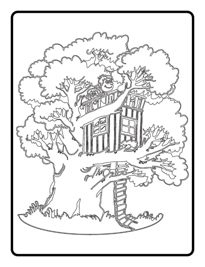 Free tree house coloring pages for download printable pdf