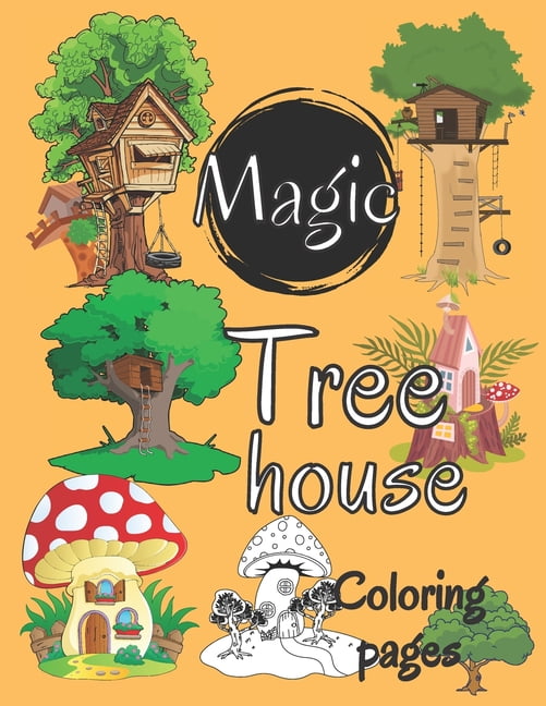 Magic tree house coloring pages fun cute mushroom home for kids and adults paperback