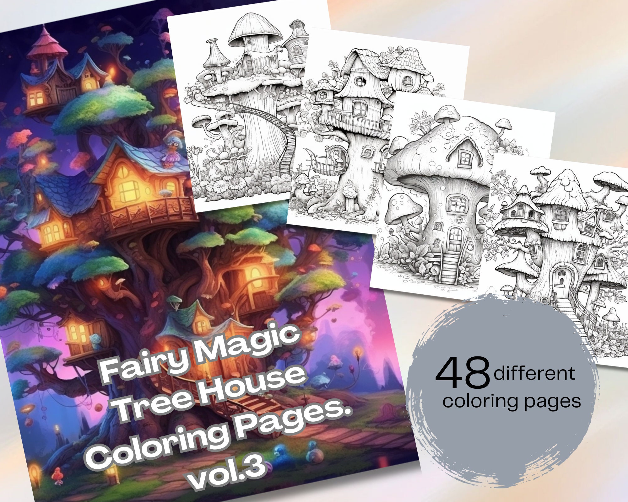 Mercial licensing available enchanted fantasy tree house coloring pages different and unique coloring pages for adults and kids pdf