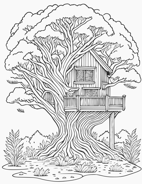 Page beautiful wooden house coloring page images