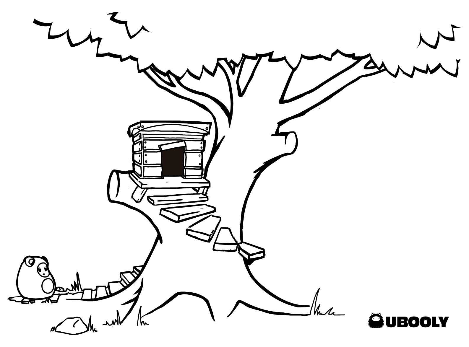 Coloring page tree house buildings and architecture â printable coloring pages