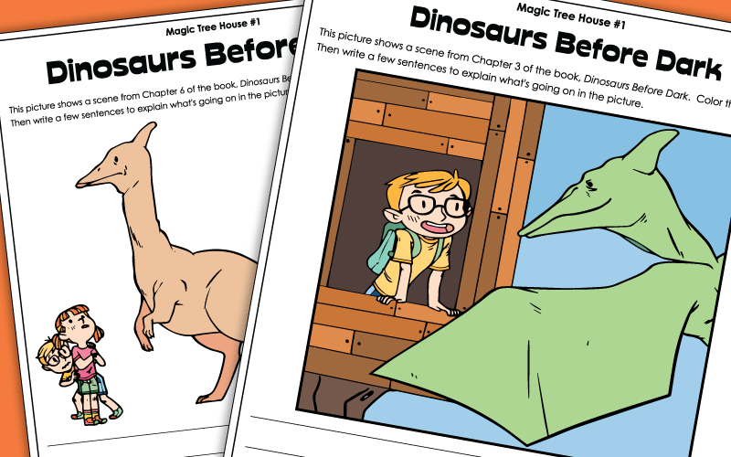 Agic tree house dinosaurs before dark worksheets