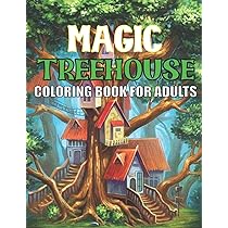 Magic treehouse coloring book for adults beautiful treehouse design coloring pages high quality for relaxation and anti stress and creativity and mind imagination for adults youb pro design books