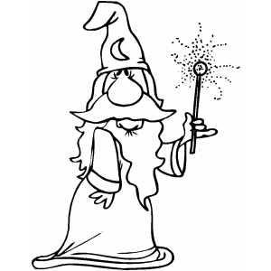 Wizard showing magic wand effect coloring page