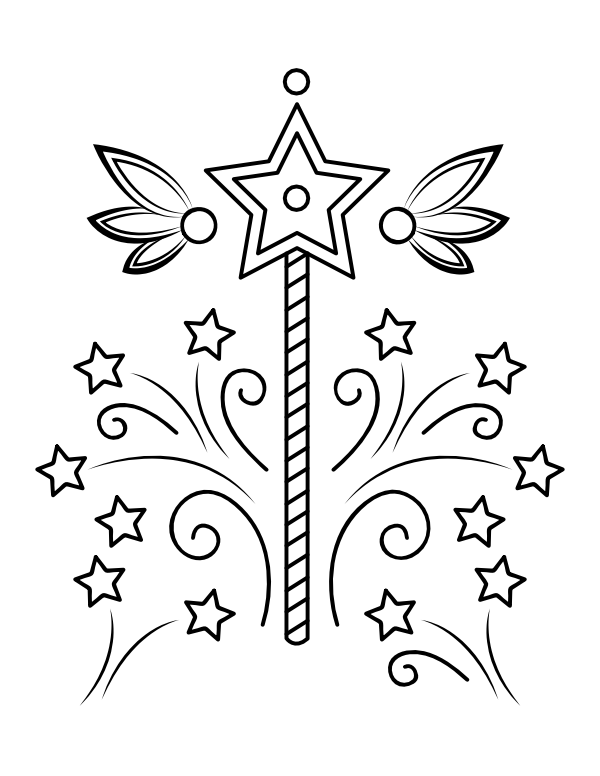 Printable fairy wand coloring page