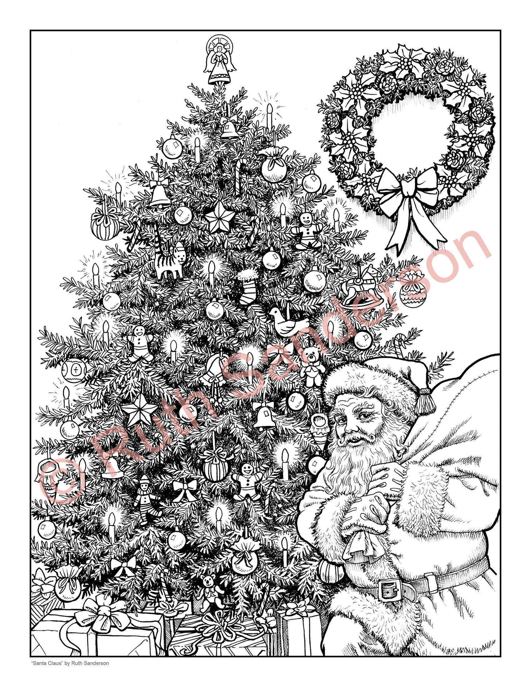 Christmas magic iii set of coloring pages for adults in instant downloadable pdf format