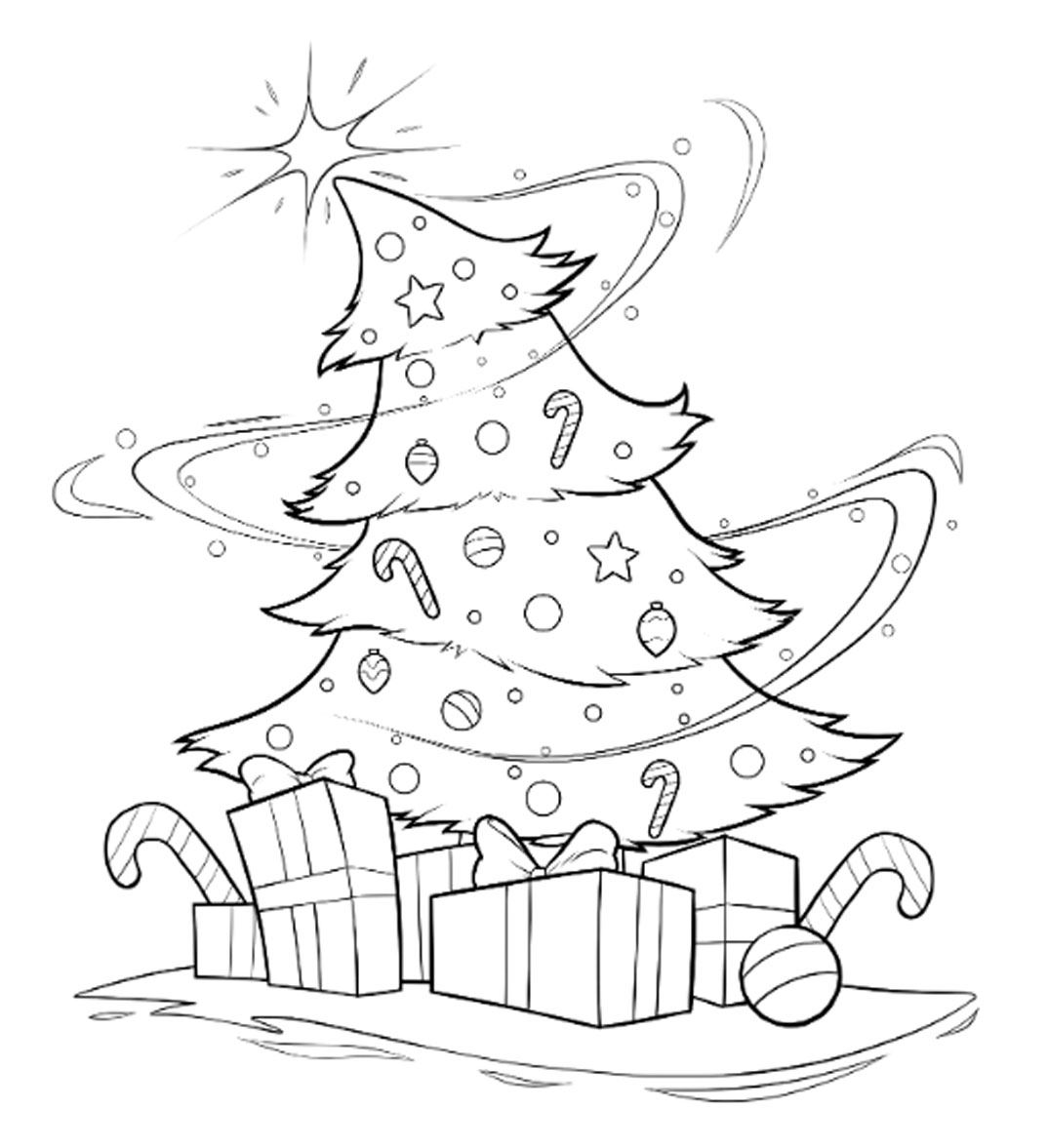 Colouring template magical christmas tree