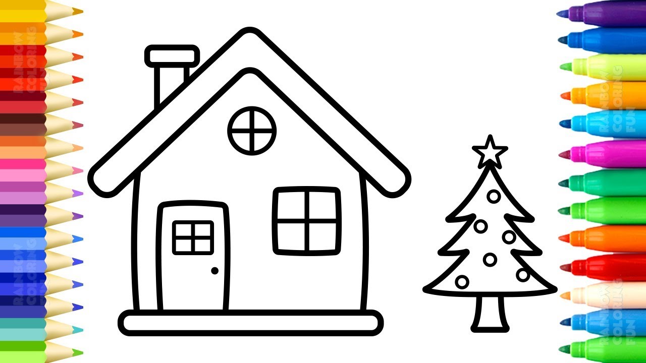 Santa house coloring pages