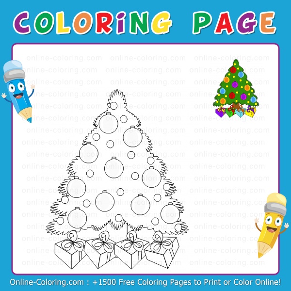 Christmas tree free online coloring page