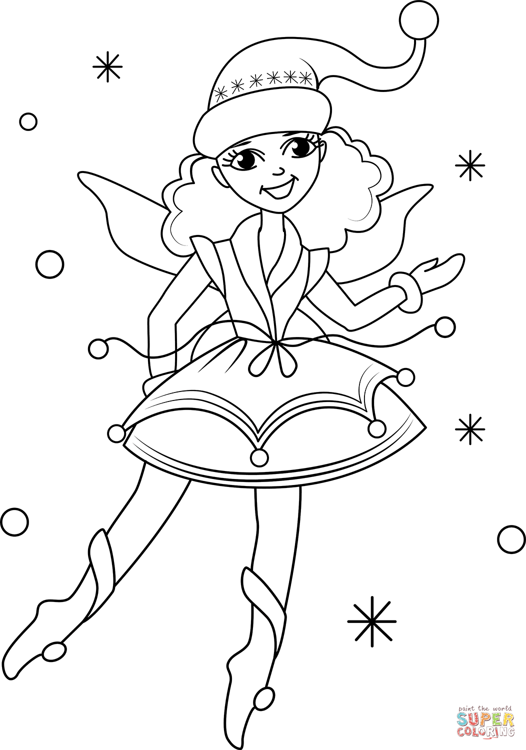 Christmas fairy coloring page free printable coloring pages