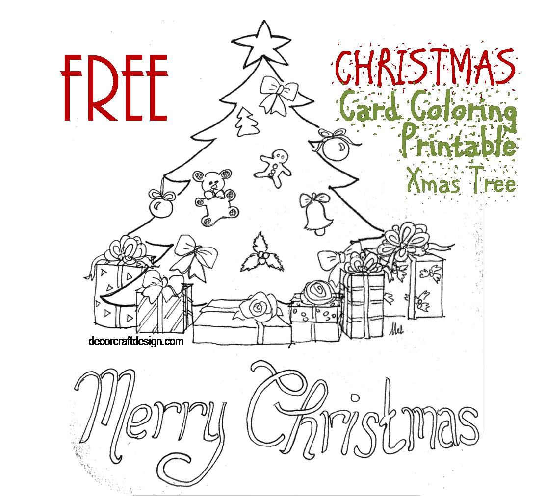 Free christmas card coloring printable for kids â xmas tree â decor craft design