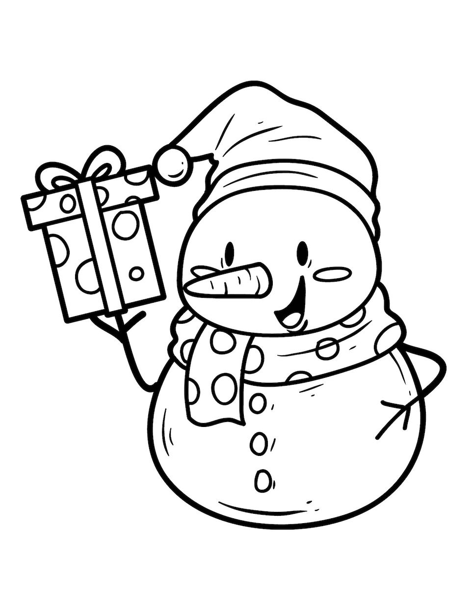 Snowman coloring pages for kids and adults