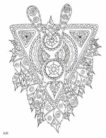 Mythical creature with tribal pattern coloring page free printable coloring pages