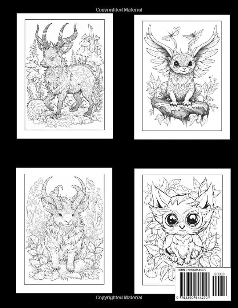 Adorable fantasy animals coloring book cute coloring pages gift for adults and teens for anxiety and stress relief meditation mindfulness and relaxation featuring adorable creepy monsters and spooky forests in the