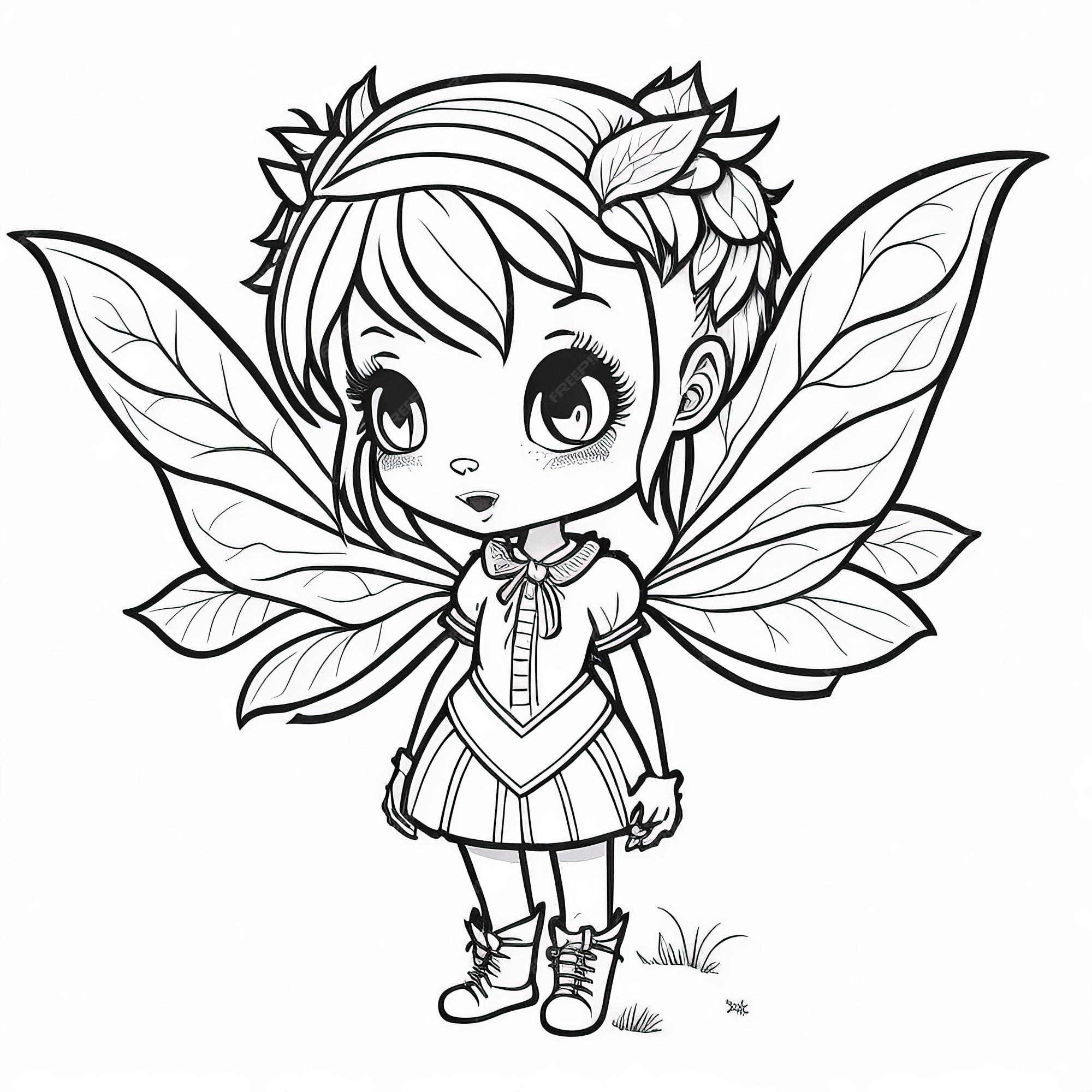 Premium vector fantasy fairyland coloring pages adorable fairies and magical creatures