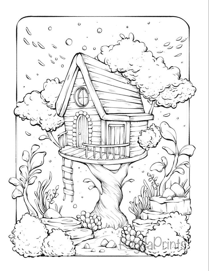 Houses ocean coloring pages underwater magical fantasy letter size procreate by reydaprints