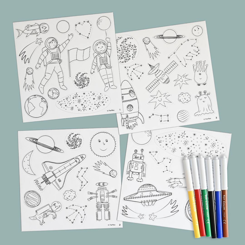 In space coloring bookmarks