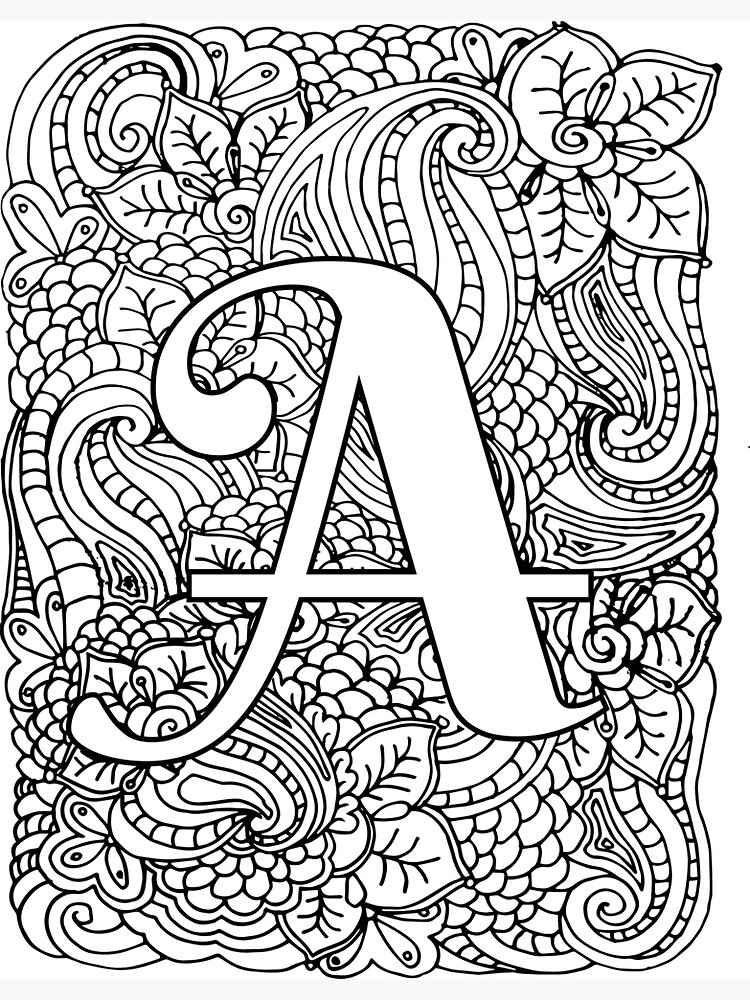 Adult coloring page monogram letter a magnet for sale by mamasweetea