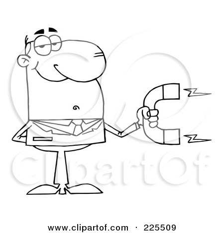 Coloring page outline of a businessman holding a strong magnet posters art prints by