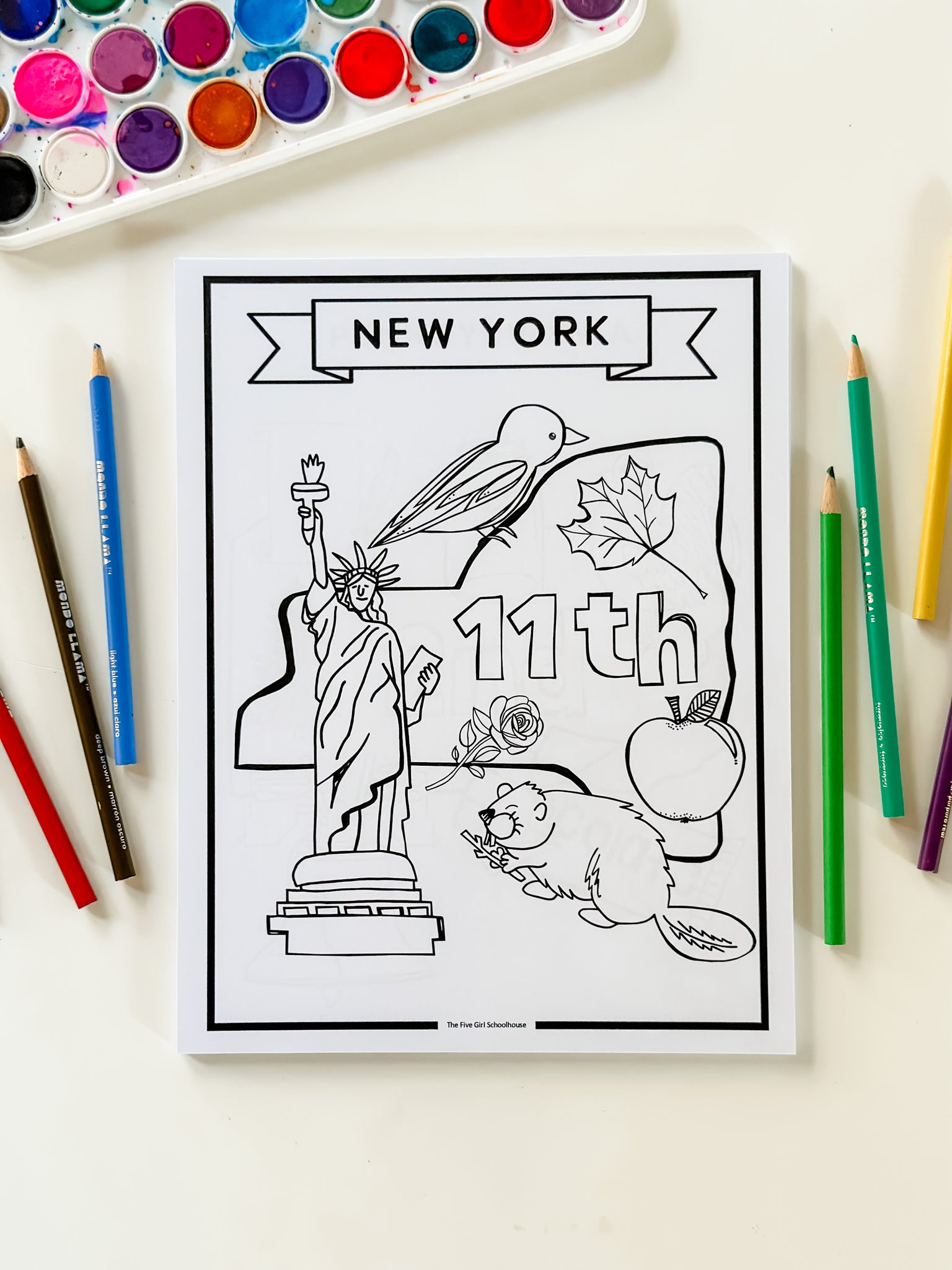 States coloring pages â the five girl schoolhouse