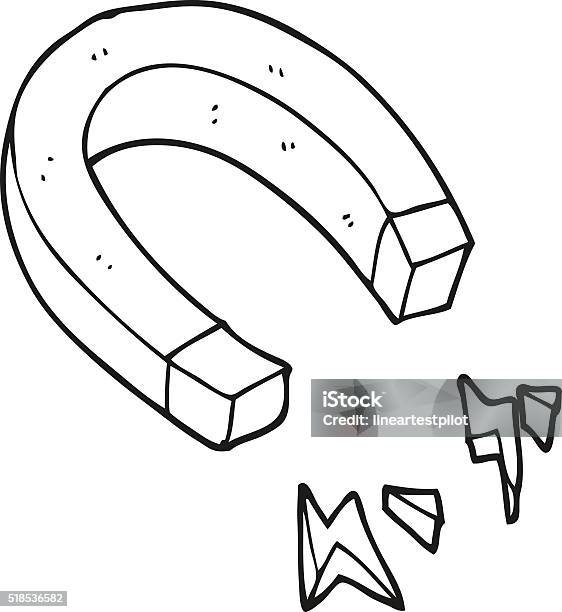 Black and white cartoon magnet stock illustration