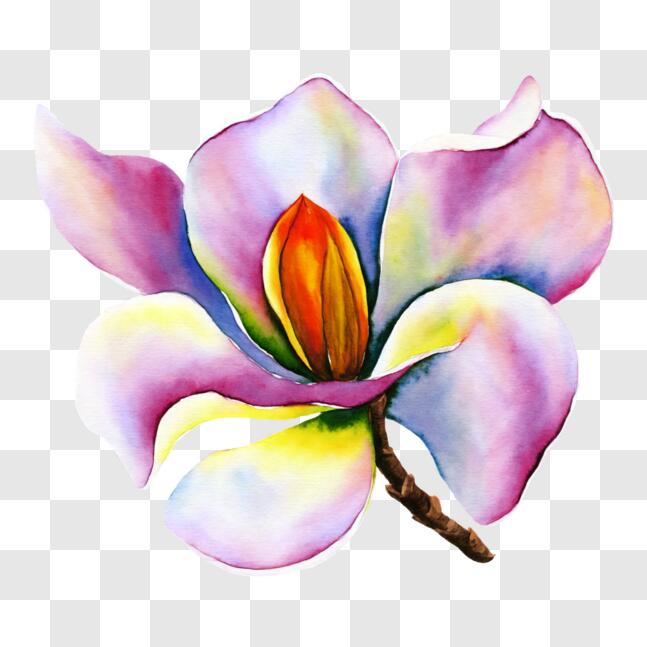 Download beautiful watercolor magnolia flower painting png online