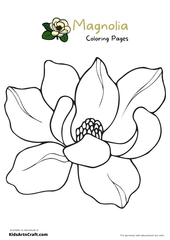 Magnolia coloring pages for kids â free printables