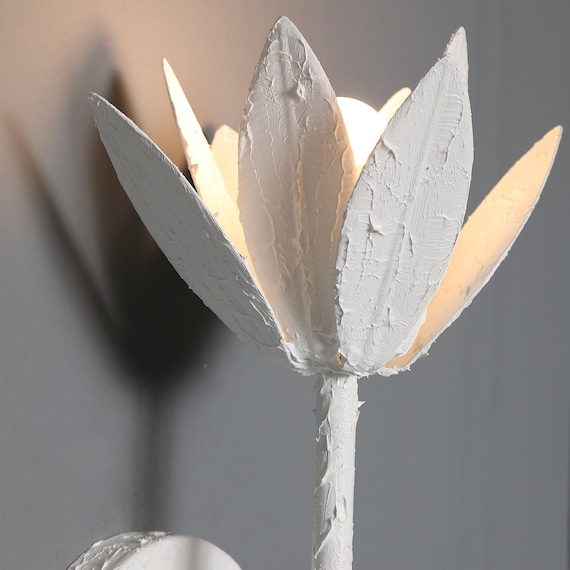 Magnolia wall sconce resin plastering metal plastering brutallist dome wall light flower petal