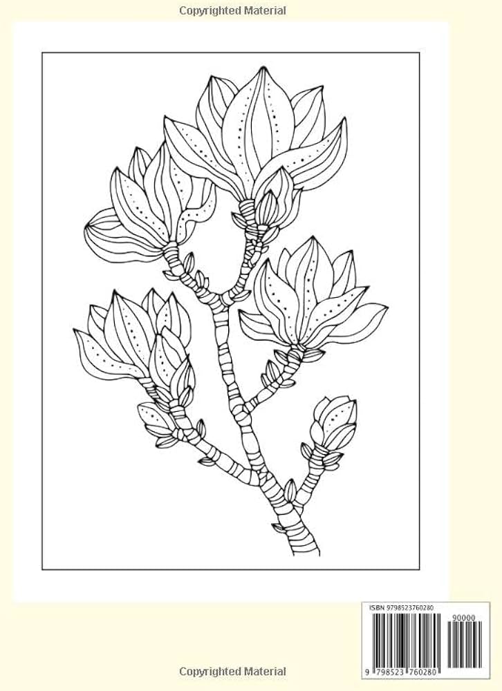 Magnolia coloring book amazing magnolia flower coloring book for adult easy coloring page stress relieving and relaxation magnolias coloring book house salma books books