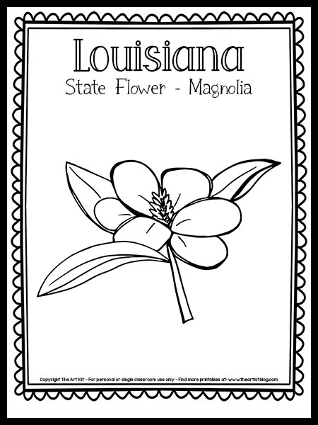 Louisiana state flower coloring page magnolia free printable â the art kit