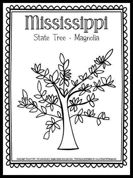 Mississippi state tree magnolia coloring page free printable â the art kit