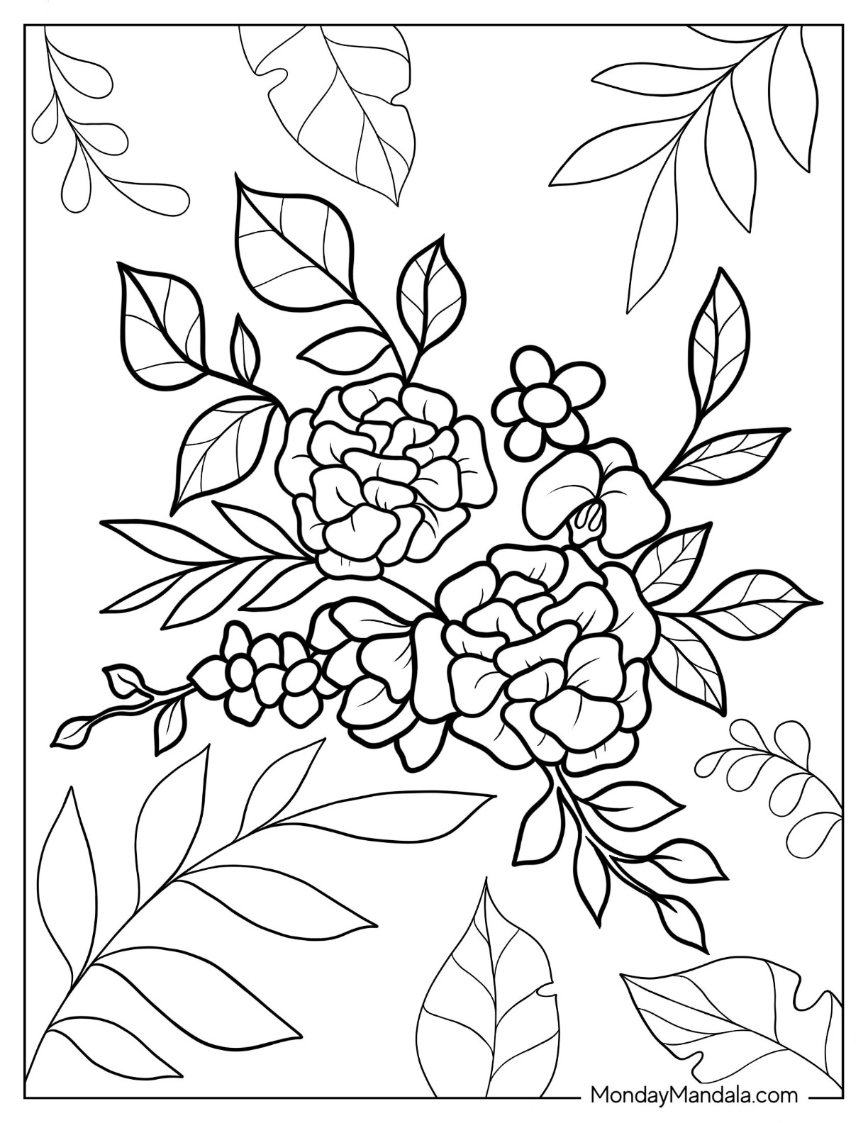 Flower coloring pages free pdf printables