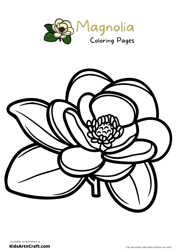 Magnolia coloring pages for kids â free printables