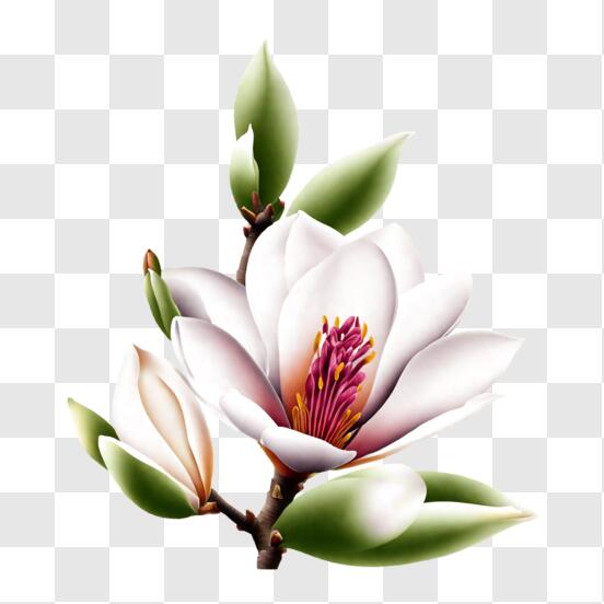 Download elegant white magnolia flower on a dark background png online