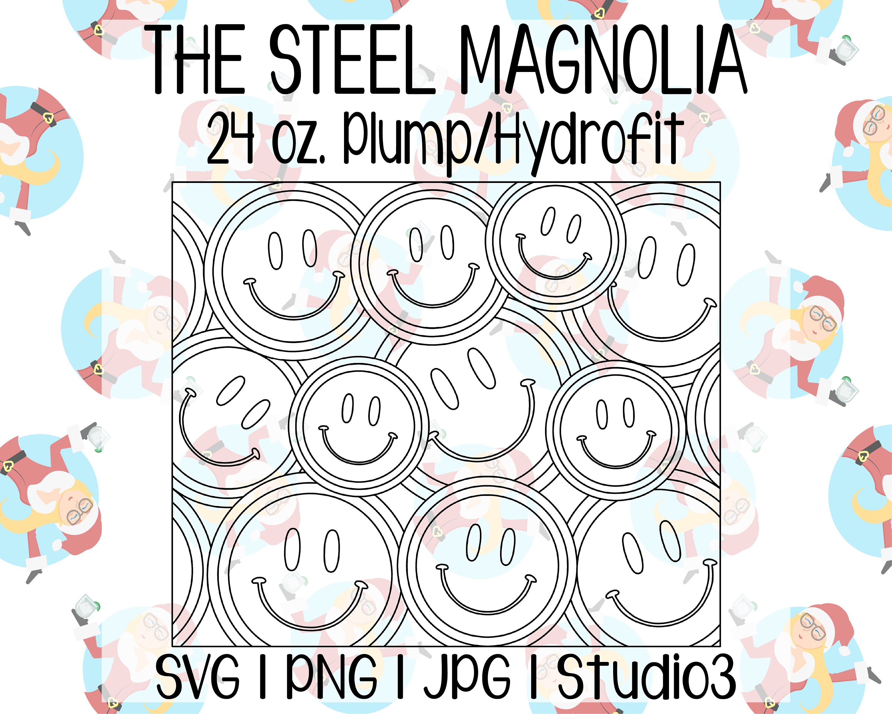 Smiley face burst template seamless tumbler wrap the steel magnolia oz plump svg png jpg studio digital download