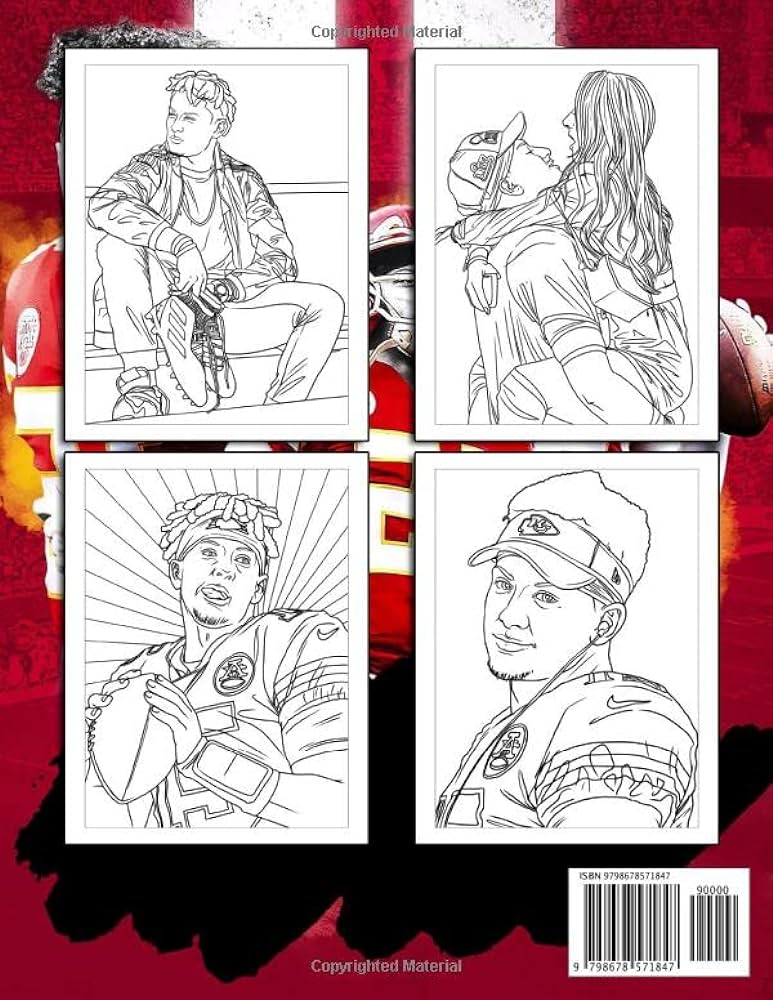 Patrick mahomes coloring book take part in the football journey of your football legendary idol patrick mahomes with dozens of high quality creative coloring pages kelly monica books