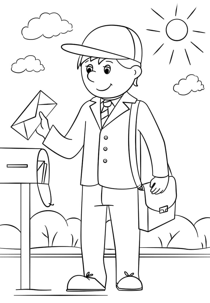 Munity helper mail carrier coloring page