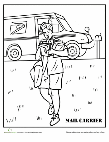 Mail carrier worksheet education education mail carrier coloring book pages