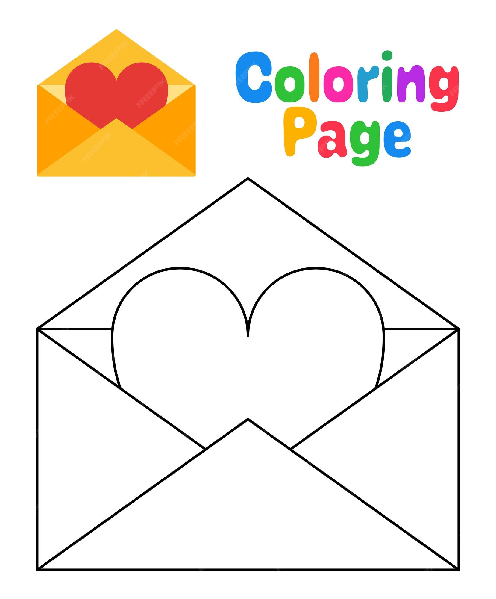 Premium vector coloring page with mail for kids