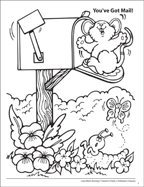 Look whats buzzing coloring page youve got mail printable coloring pages
