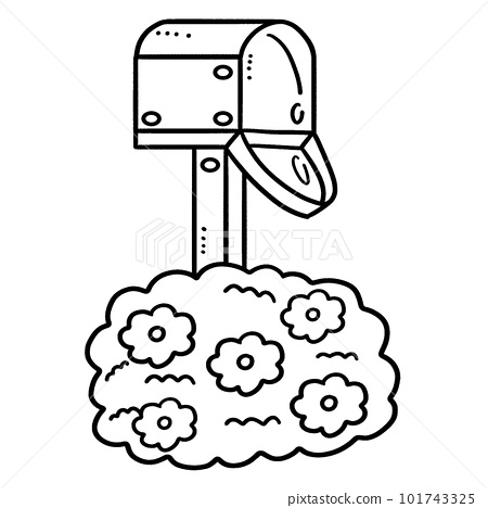 Mail box isolated coloring page for kids