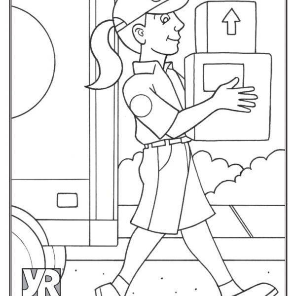 Delivery woman coloring page
