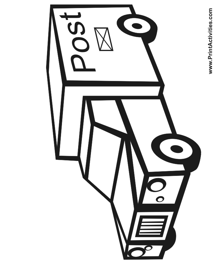 Truck coloring page postal truck