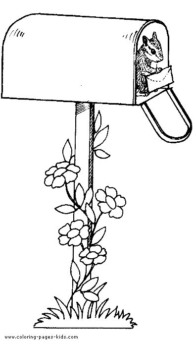 Squirrel in a mail box color page animal coloring pages coloring pages envelope art