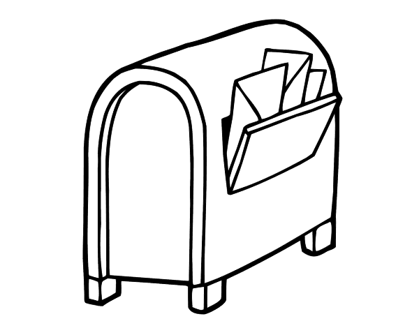 Mailbox with letters coloring page