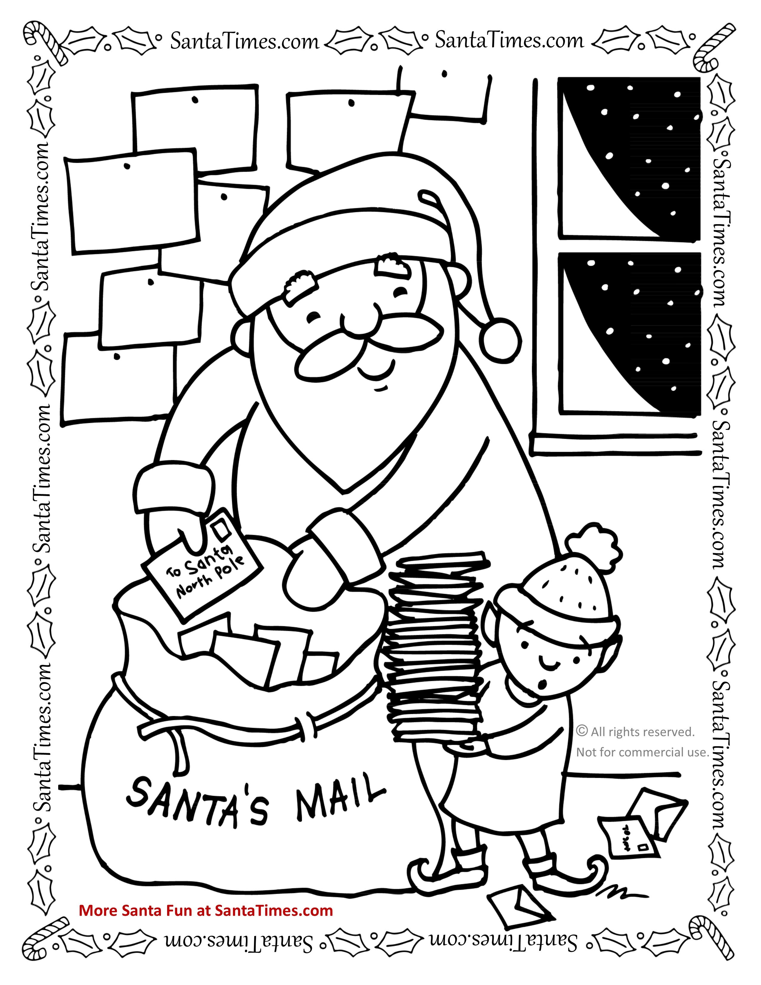 Santas mail bag coloring page