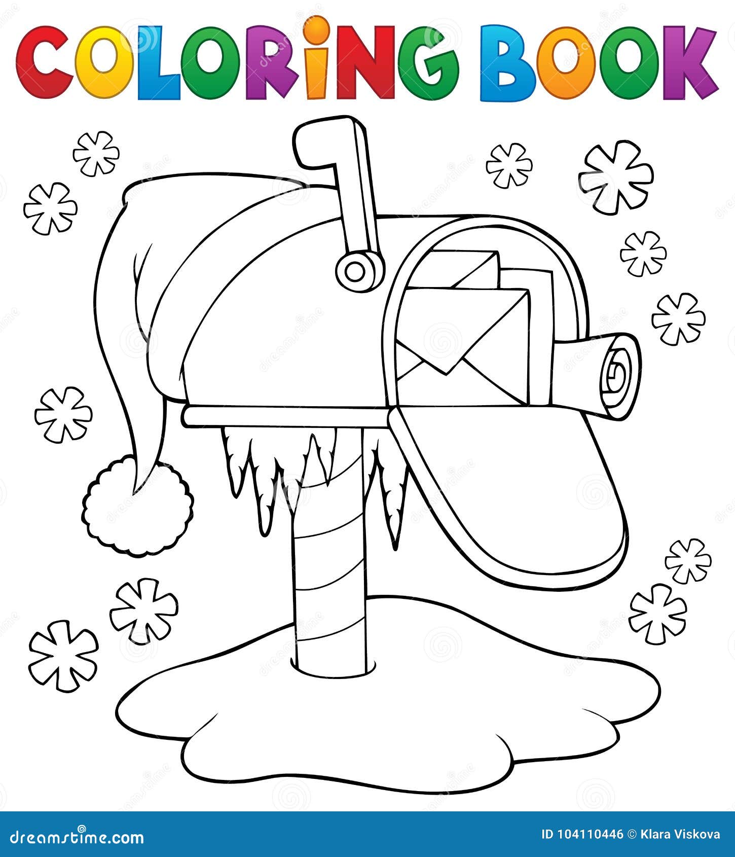 Coloring book christmas mailbox stock vector